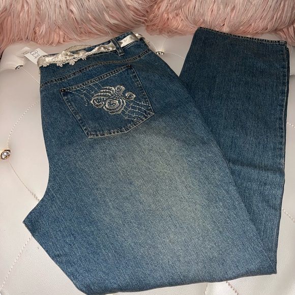 NEW Together by Spiegel Medium Wash Classic Fit Embroidered Jeans Size 16 RARE - Picture 7 of 15